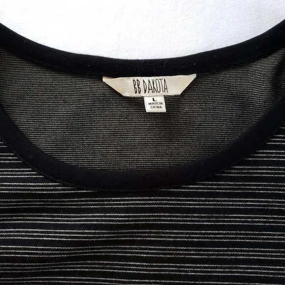 BB Dakota Dress Bodycon Womens Large Black Gray Striped Sleeveless Style BE25803 - Picture 6 of 11